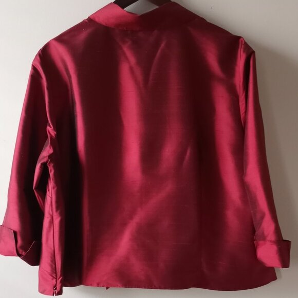 'Talbots' 100% Shantung Silk Claret Red Blouse 3/4 Sleeve Size 18W - Picture 11 of 11